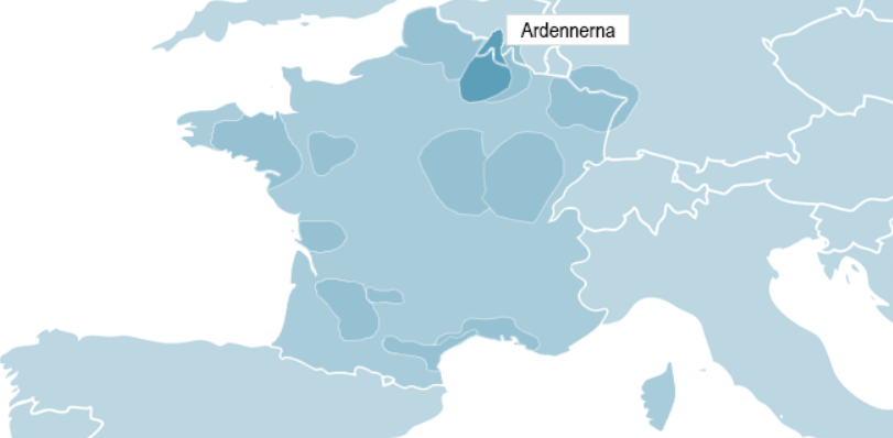 Karta &ouml;ver Ardennerna