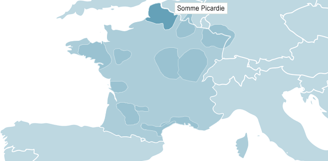 Karta &ouml;ver Somme Picardie