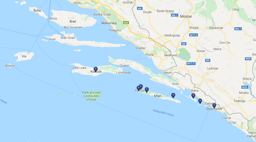 Karta &ouml;ver s&ouml;dra Kroatien